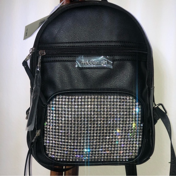 NWT! Madden Girl Black Rhinestone Mini Back Pack - Picture 4 of 7